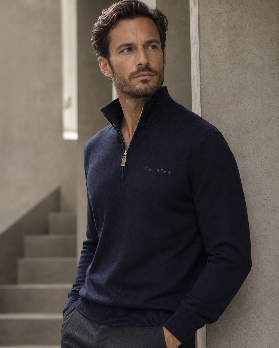 VALMERA Signature Quarter Zip i Midnight Navy